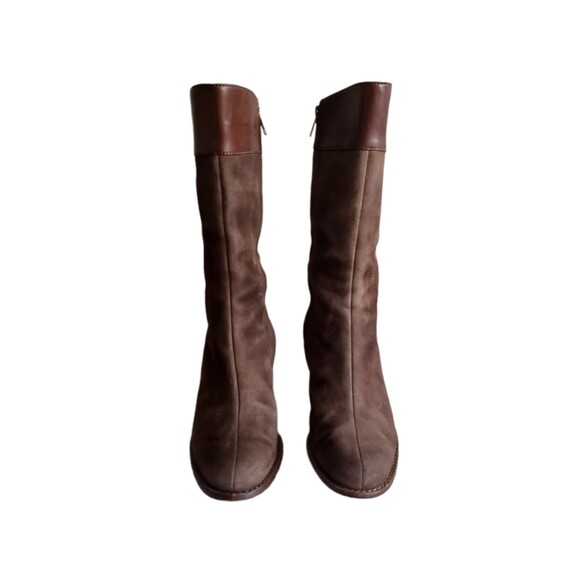 UGG Stella mid calf Leather Suede Brown Zip up Boots 5474 Women's Size 8.5 - Picture 4 of 10